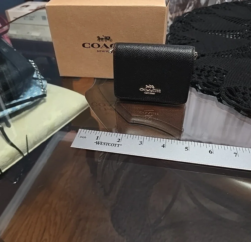 New Coach Black Mini Crossbody with Gold Chain
